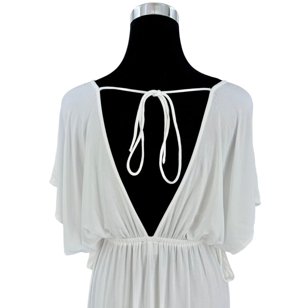ASOS Maternity White V-Neck Maxi Dress Butterfly Sleeve Empire Waist Boho - Picture 12 of 16